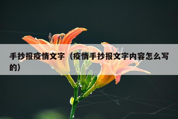 手抄报疫情文字（疫情手抄报文字内容怎么写的）