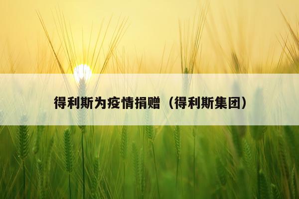 得利斯为疫情捐赠（得利斯集团）