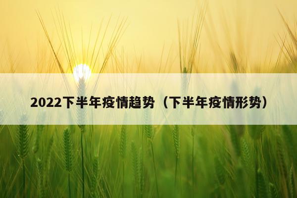 2022下半年疫情趋势（下半年疫情形势）