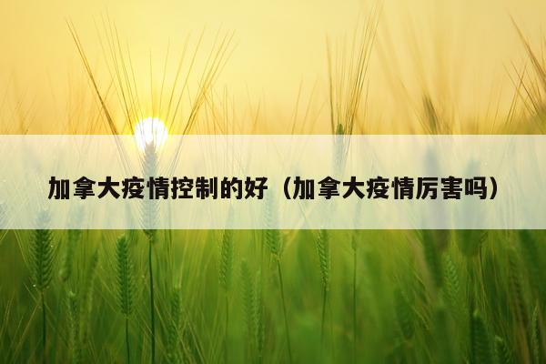 加拿大疫情控制的好（加拿大疫情厉害吗）