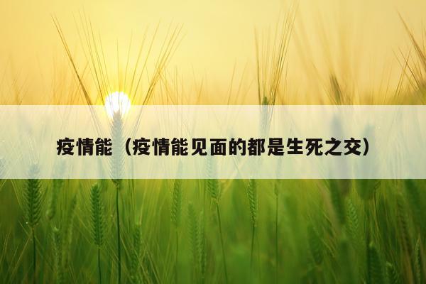 疫情能（疫情能见面的都是生死之交）