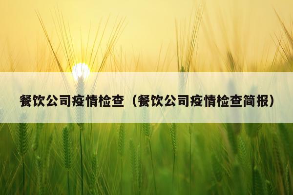 餐饮公司疫情检查（餐饮公司疫情检查简报）