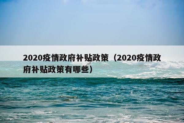 2020疫情政府补贴政策（2020疫情政府补贴政策有哪些）