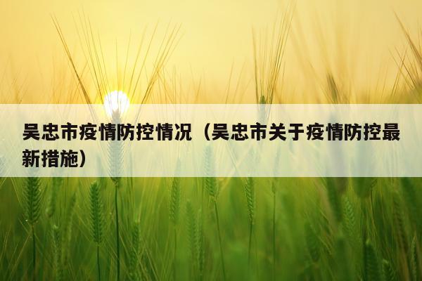 吴忠市疫情防控情况（吴忠市关于疫情防控最新措施）