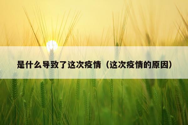 是什么导致了这次疫情（这次疫情的原因）