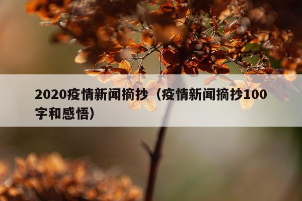 2020疫情新闻摘抄（疫情新闻摘抄100字和感悟）