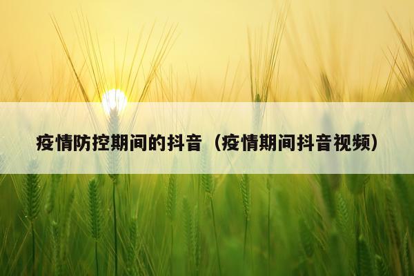 疫情防控期间的抖音（疫情期间抖音视频）