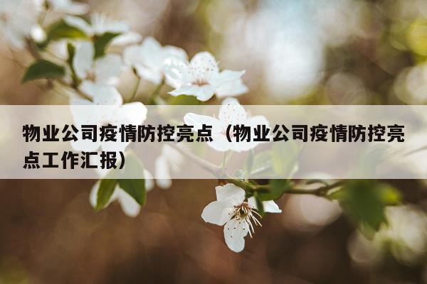 物业公司疫情防控亮点（物业公司疫情防控亮点工作汇报）