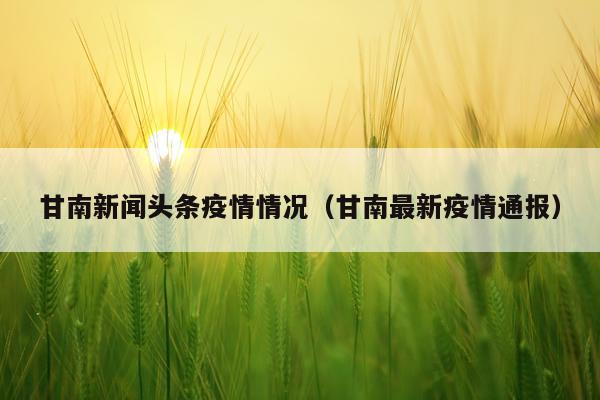 甘南新闻头条疫情情况（甘南最新疫情通报）