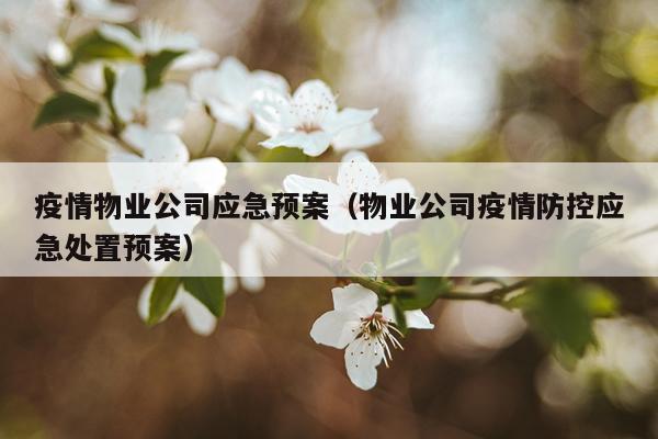 疫情物业公司应急预案（物业公司疫情防控应急处置预案）