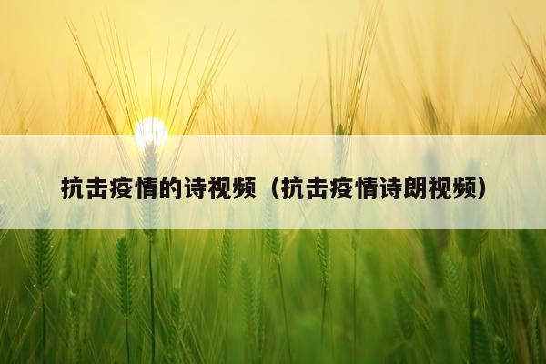 抗击疫情的诗视频（抗击疫情诗朗视频）